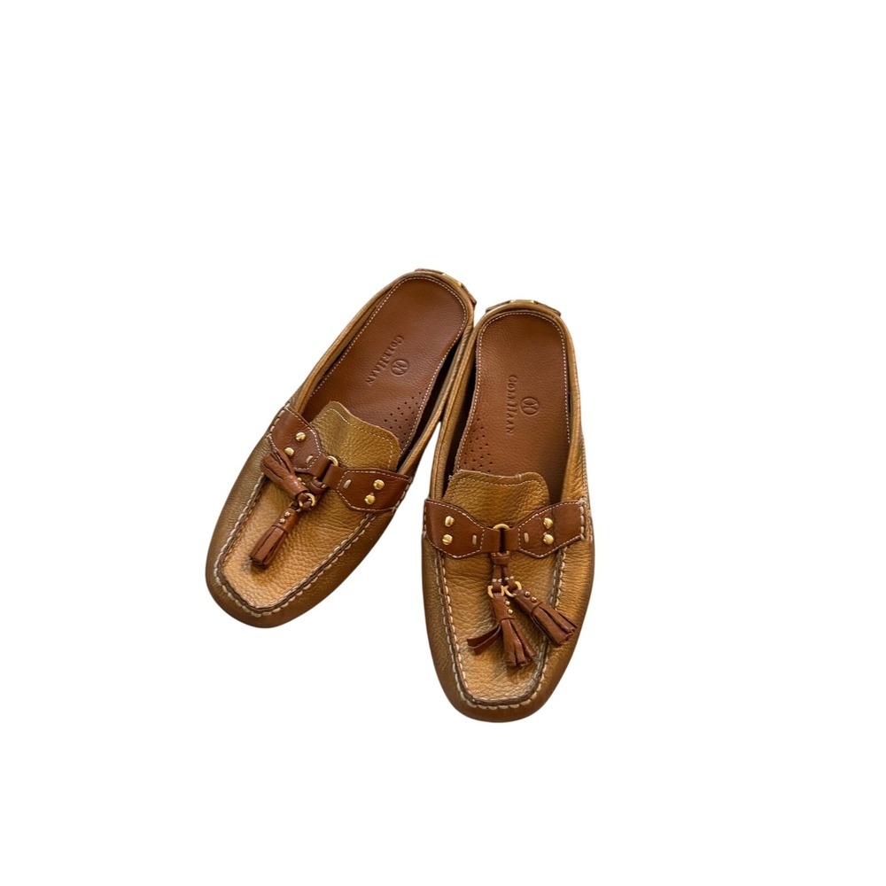 Cole Haan Womens Gold Metallic Leather Tassel Mule Loafers Driving Mocs 7.5B